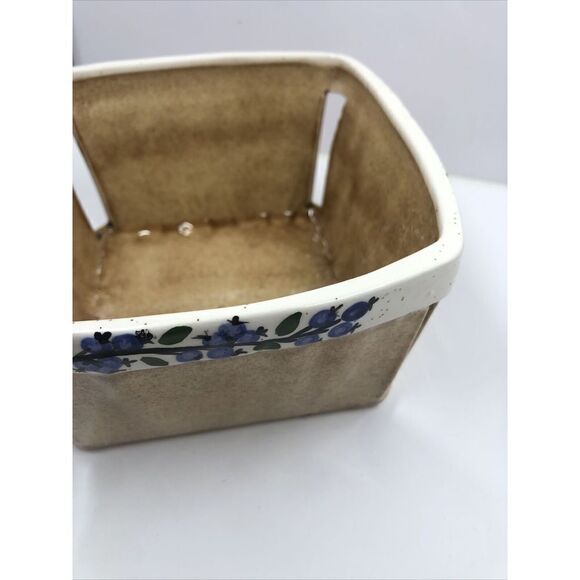 Fitzy's Maine Blueberry Ware Decorative Art Pottery Ceramic Quart Size Basket - Picture 8 of 16